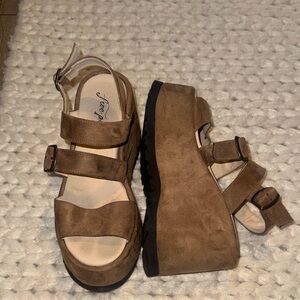 Free People Brown Platform Sandals